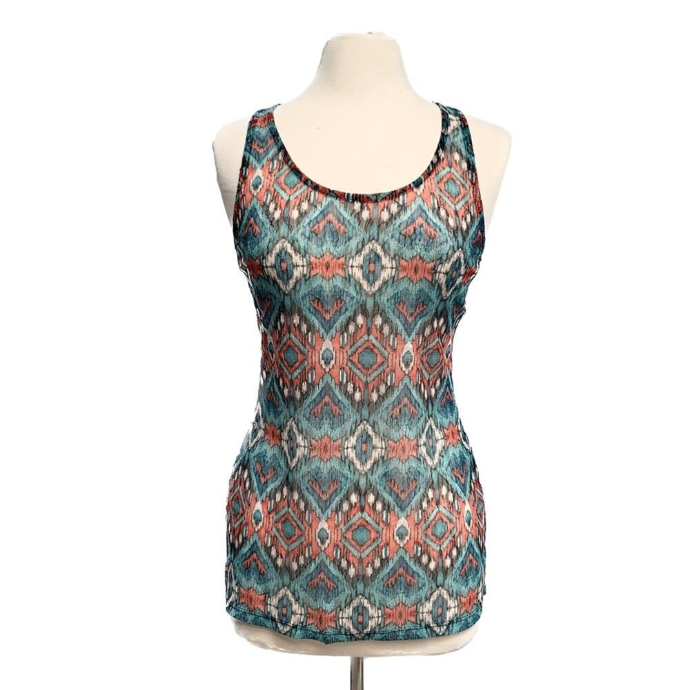 Boho Aztec Sheer Lace Racerback Top